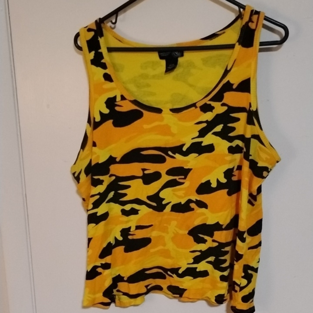 Yellow Black Camouflage Tank Top